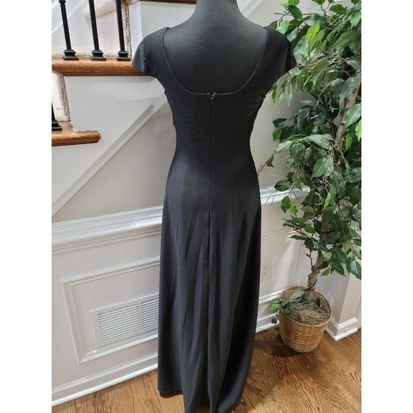 Vintage Southeastern Black Polyester Scoop Neck Short Sleeve Maxi Dress Size 02 - Picture 6 of 10
